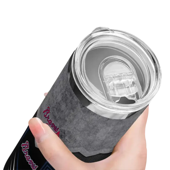 personalized atlanta braves hexagon honeycomb navy black skinny tumbler high quality.webp