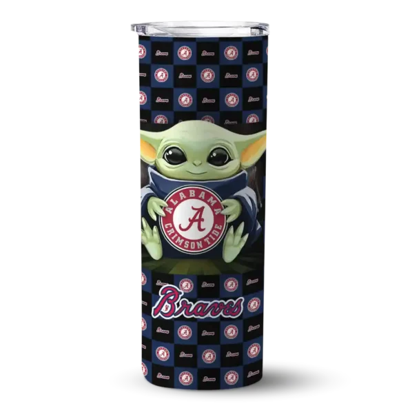 personalized atlanta braves yoda cozy navy black skinny tumbler best selling.webp