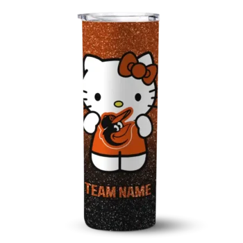 personalized baltimore orioles hello kitty orange black skinny tumbler best selling.webp