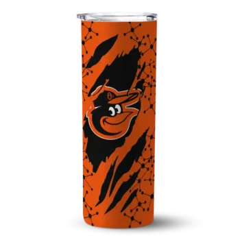 personalized baltimore orioles star pop orange black skinny tumbler best selling 1.webp