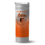 personalized baltimore orioles swirl texture orange skinny tumbler best selling.webp