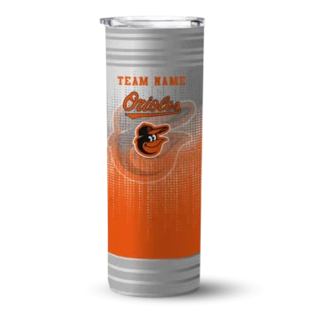 personalized baltimore orioles swirl texture orange skinny tumbler best selling.webp