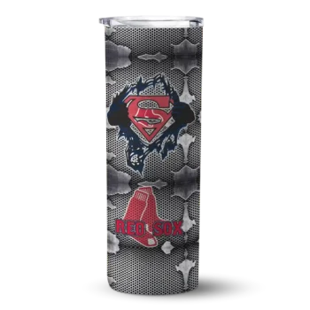 personalized boston red sox chevron v red gray skinny tumbler best selling 1.webp