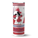 personalized boston red sox snoopy dog red white skinny tumbler best selling.webp