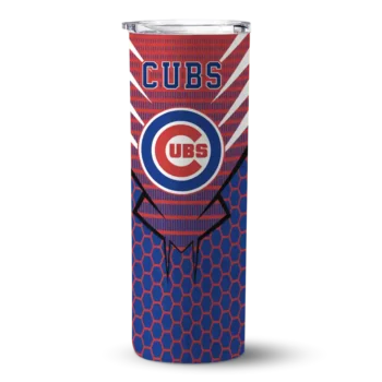 personalized chicago cubs chevron stripes blue skinny tumbler best selling 1.webp