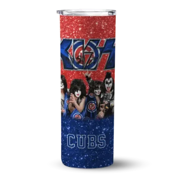 personalized chicago cubs kiss band red skinny tumbler best selling 2.webp