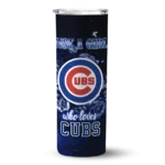 personalized chicago cubs rose romance blue black skinny tumbler best selling.webp