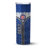 personalized chicago cubs sparkle drip blue skinny tumbler best selling 1.webp