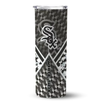 personalized chicago white sox monogram burst black white skinny tumbler best selling 2.webp