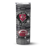 personalized cincinnati reds chevron v red gray skinny tumbler best selling 1.webp