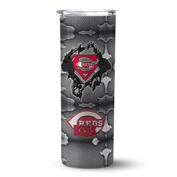 personalized cincinnati reds chevron v red gray skinny tumbler best selling 1.webp