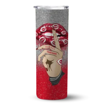 personalized cincinnati reds sparkle lips red skinny tumbler best selling 1.webp