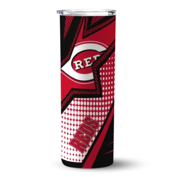 personalized cincinnati reds web stripes red white skinny tumbler best selling.webp