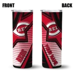 personalized cincinnati reds web stripes red white skinny tumbler best selling.webp