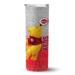 personalized cincinnati reds winnie the pooh red gray skinny tumbler best selling 1.webp