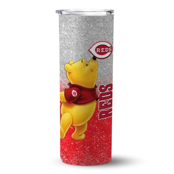personalized cincinnati reds winnie the pooh red gray skinny tumbler best selling 1.webp