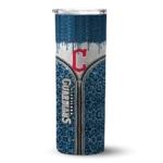 personalized cleveland guardians sparkle drip navy blue skinny tumbler best selling 1.webp