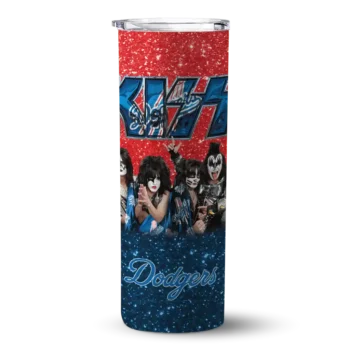 personalized los angeles dodgers kiss band red skinny tumbler best selling 5.webp