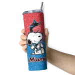 personalized miami marlins snoopy attitude blue skinny tumbler best selling.webp
